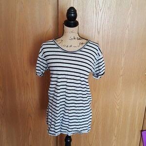 Small j.crew t-shirt. Grey with black stripes.